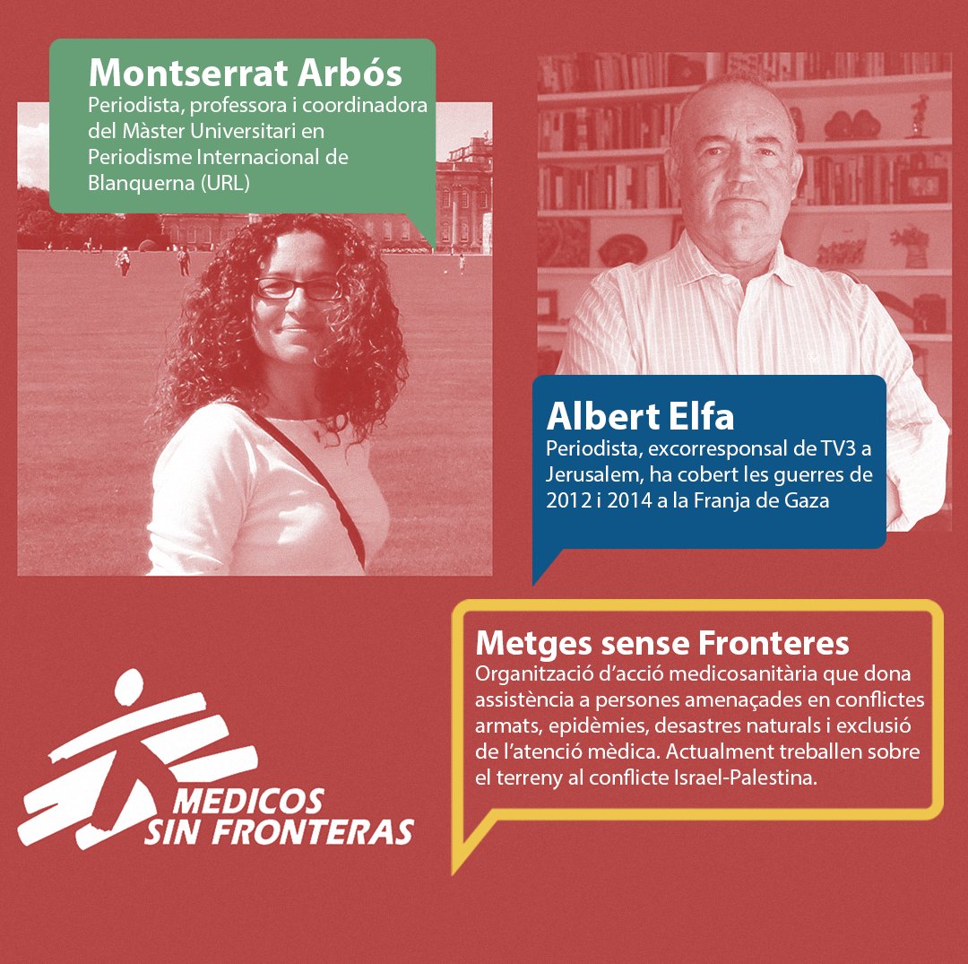 🗨️El periodista <a href="/albert_elfa/">Albert Elfa</a>, <a href="/montsearbos/">montserrat arbós</a>, periodista i professora i <a href="/MSF_Espana/">Médicos Sin Fronteras</a> parlaran del conflicte Israel-Palestina al cicle En[raona] d'#Igualada  organitzat per la Demarcació Catalunya Central de <a href="/periodistes_cat/">Col·legi de Periodistes de Catalunya</a> amb el suport d'<a href="/ajigualada/">Ajuntament Igualada</a>