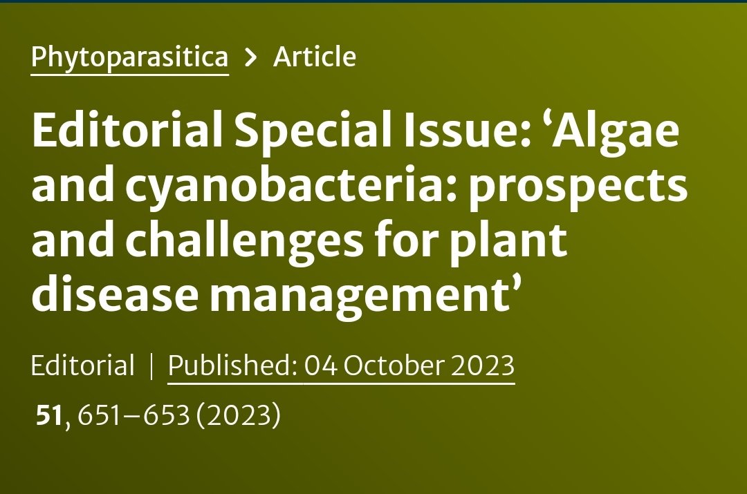 hillary3085's tweet photo. The conclusion of this interesting special issue on Phytoparasitica. #springernature
#cyanobacteria #algae #plantdisease
https://t.co/oBzzq3NoPn https://t.co/VDWa7xV7Od
