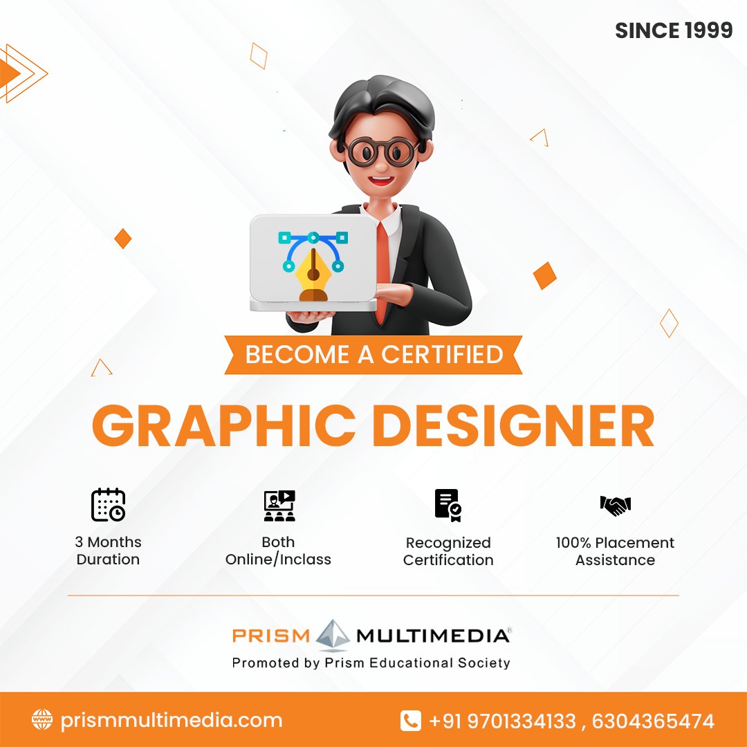 prismmultimedia's tweet image. Elevate Your Creative Skills with our Graphic Designing Course!
🕒 3 Months
💻 Online & 🏫 In-class Options
🏆 Industry-Recognized Certification
🤝 Placement Assistance
Starting From 13th Of this Month.
#prismmultimedia #graphicdesign #designcourse #Certification