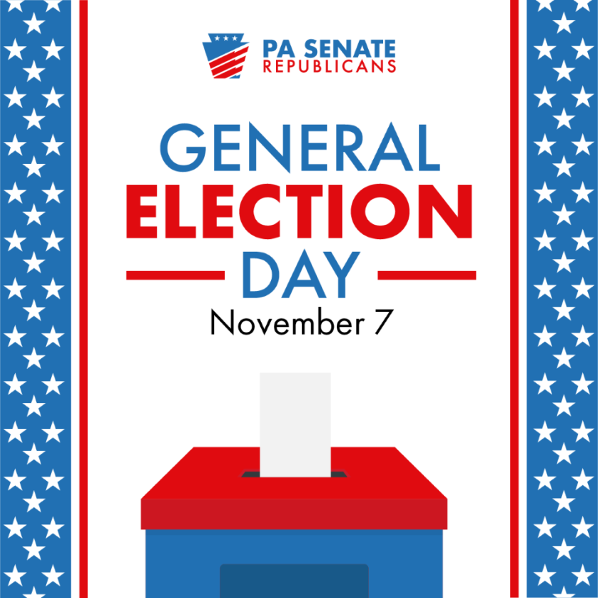 Today is the General Election. Polls will be open from 7 a.m. - 8 p.m. To find your polling place, what to expect as a first-time voter, acceptable forms of ID and more, go to vote.pa.gov. #ReadytoVotePA