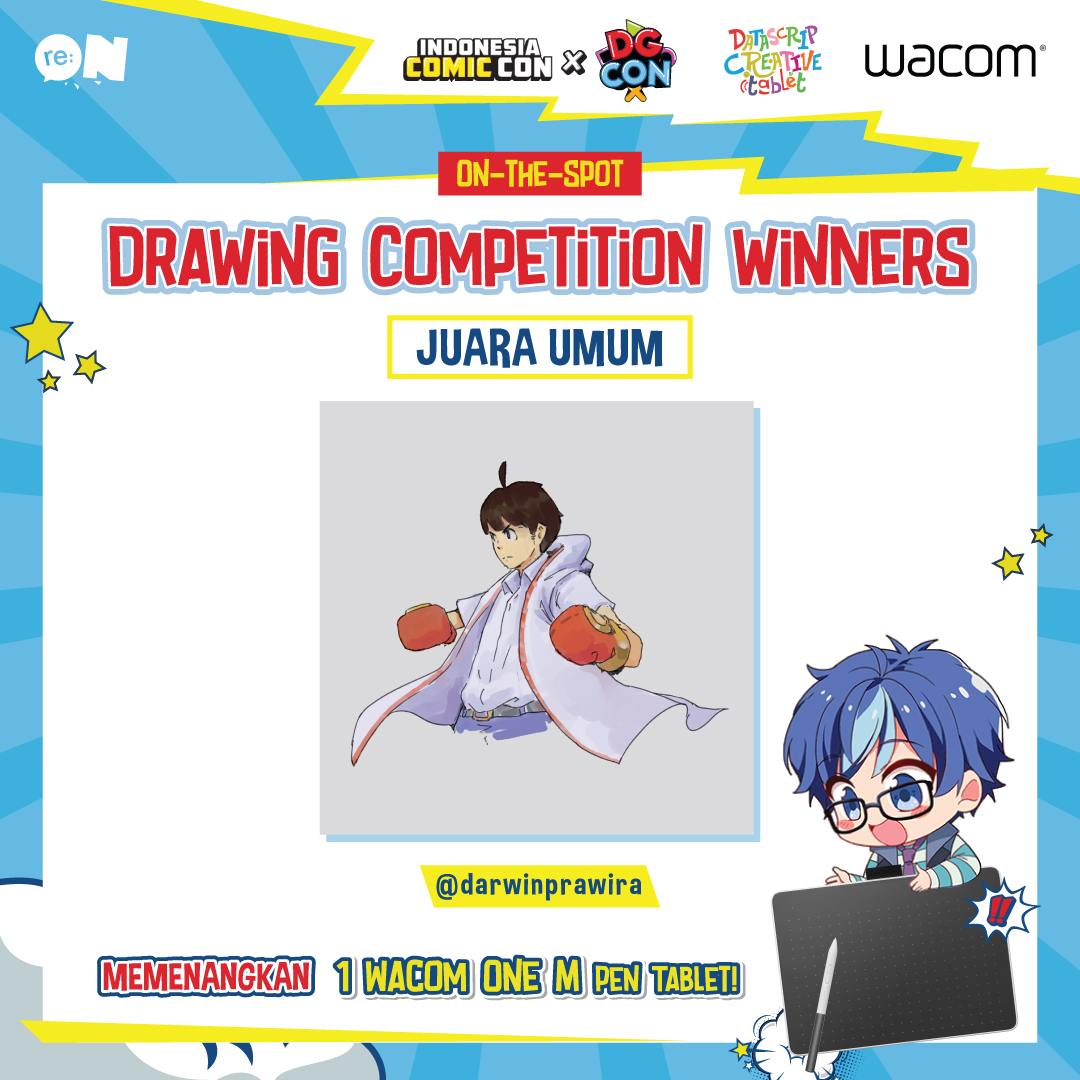 reoncomics's tweet photo. Reonites! Inilah dia nama para pemenang On-The-Spot Drawing Competition supported by Wacom Datascrip di Indonesia Comic Con x DG Con 4-5 Nov kemarin!
Selamat kepada para pemenang! Nantikan kompetisi berhadiah yang seru dari re:ON Comics berikutnya ya!
#ICCxDGCon2023 #reoncomics https://t.co/1qUefXnD0r