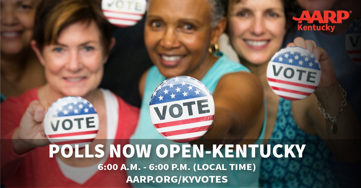 AARPKY's tweet photo. It's Election Day in Kentucky! Ready to vote?
Know How, Where, and When to vote today? We have answers for you here: https://t.co/PVQkL6UMNV
Polls are now open across Kentucky 6:00 a.m. - 6:00 p.m. (local time)
#kygov #AARPvotes #Elections2023 https://t.co/pMKN7HIqOE