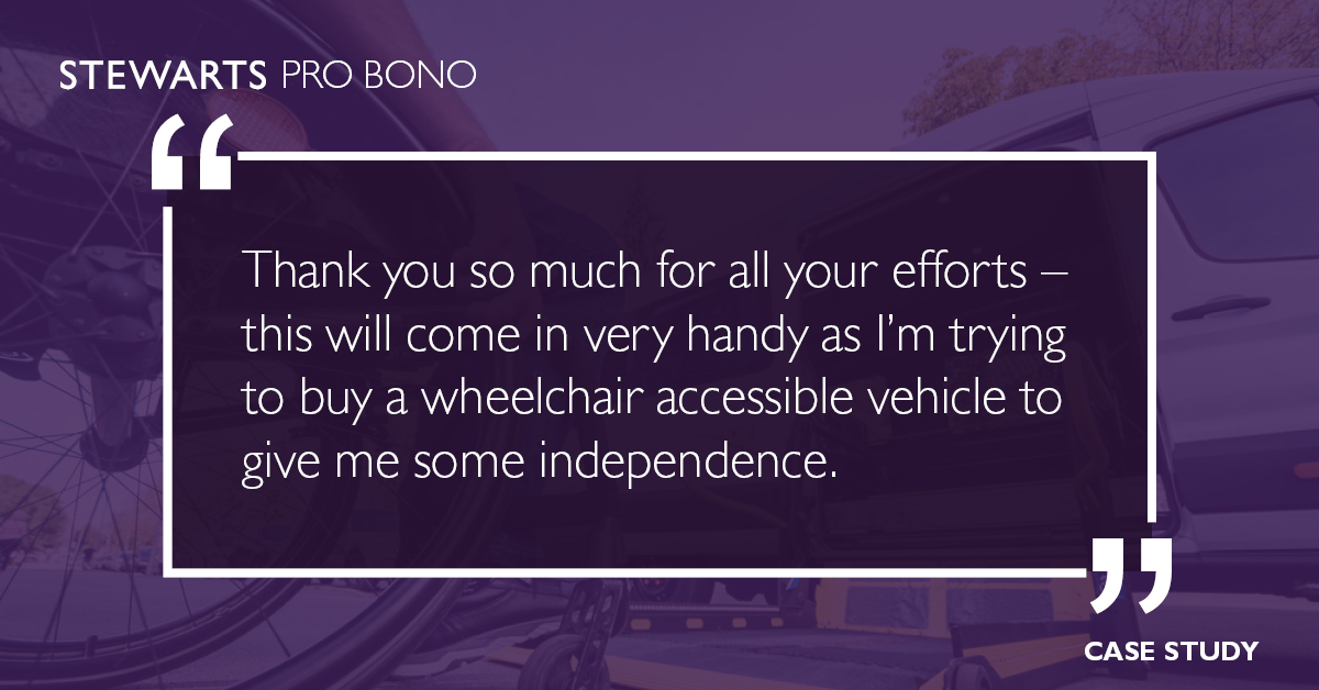 Stories of ‘changing lives through pro bono’ for Pro Bono Week 2023: our client sustained a spinal cord injury following an accident at work. The Pro Bono team assisted them with their critical illness insurance policy.

#ProBonoWeek <a href="/ProBonoWeekUK/">Pro Bono Week UK</a>