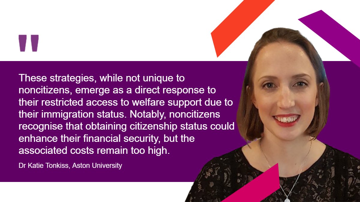 New research led by @KatieTonkiss highlights financial challenges faced by older noncitizens in the West Midlands - they are particularly vulnerable to financial shocks due to limited access to social safety nets. #TalkMoney #migration #citizenship aston.ac.uk/latest-news/ne…