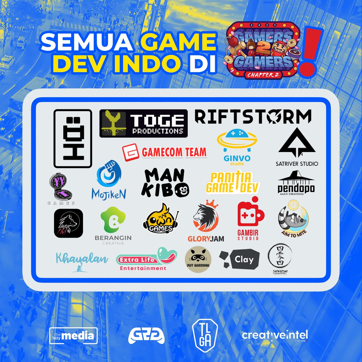 TheLazyMonday's tweet photo. Daftar Game Developer Indonesia yang gabung di G2G Festival 2023 nih, guys!

Ada total 22 Game Developer dengan 29 games yang bisa kalian coba demo-nya langsung di event gaming satu ini!

Sikat tiketnya sekarang melalui link: https://t.co/uuL1FLvWHm https://t.co/NARR0HRzYT