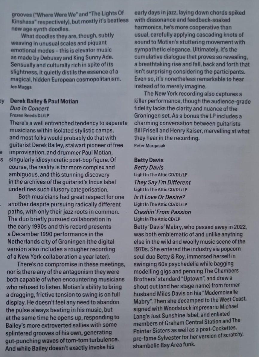 First review of 'Duo in Concert' by Derek Bailey & Paul Motian is in! Courtesy of @pmarg and @thewiremagazine. ❤️❤️❤️❤️❤️