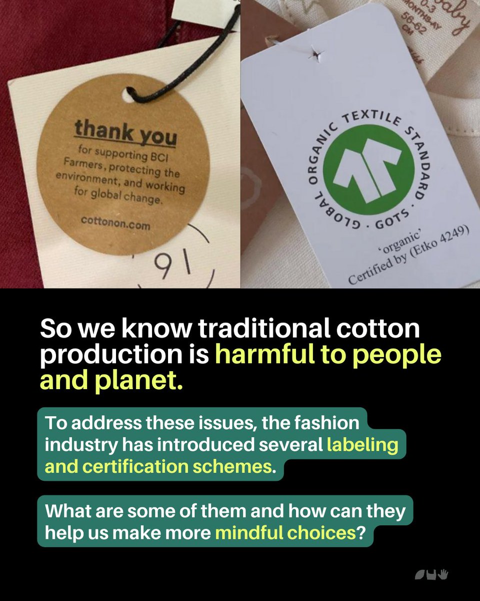 fashinfidelity's tweet photo. Noticed these #cotton certifications when shopping? Recognising them is just the beginning, but understanding what they stand for empowers you to make informed choices that align with your values. We break down the pros/cons: https://t.co/9qKa55dC5f #oekotex #bci #GOTS #fairtrade https://t.co/XNLlffu65I