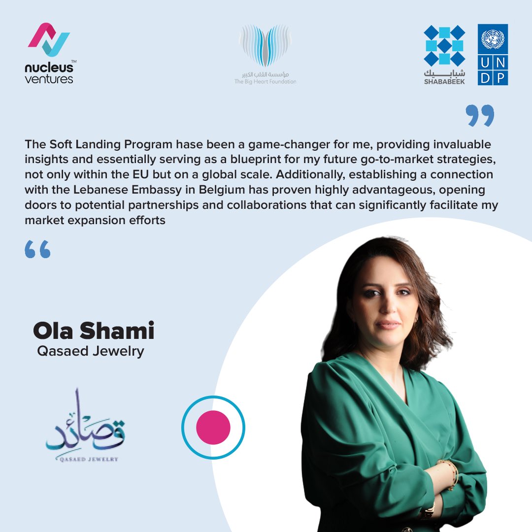 We're thrilled to share Ola Shami's Testimonial after completing the Soft Landing program.The program is part of the "Empowering Youth through Transformative Entrepreneurship Support" project, implemented by UNDP Lebanon under UNDP SHABABEEK and funded by the Big Heart Foundation