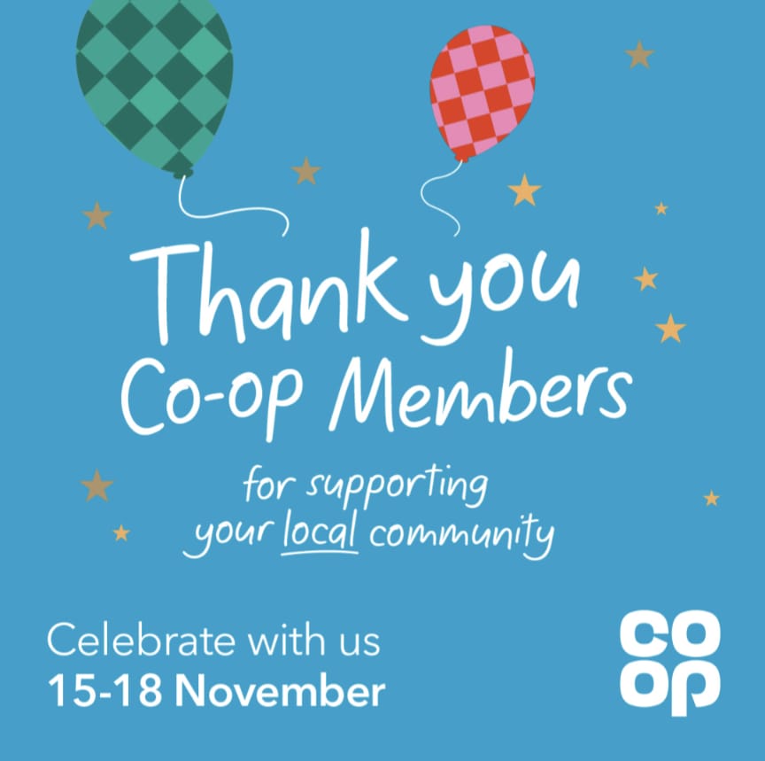 Come to celebrate with us - on Thursday 16 November 12-2pm Co-op King's road Kingston - the amazing amount raised by <a href="/coopuk/">Co-op</a> Kingston and Co-op members for our 3 great local causes:
<a href="/BarnfieldRDA/">Barnfield Riding for the Disabled Association</a>
<a href="/kingston_blind/">KingstonBlind</a>
<a href="/KingstonCarers/">Kingston Carers Network</a>