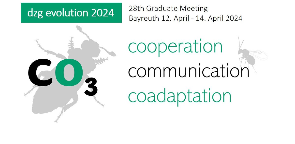 Maximilian Körner (@max_evolbio) on Twitter photo Registrations for the 28th DZG Graduate Meeting Evolutionary Biology in Bayreuth are NOW OPEN!
<a href="/DrTainaConrad/">Dr. Taina Conrad</a> and I are looking forward to your abstract submissions, and to welcome you here in Bayreuth at <a href="/unibt/">Universität Bayreuth</a> from April 12th - 14th 2024! bayceer.uni-bayreuth.de/eb2024/?lang=en Registrations for the 28th DZG Graduate Meeting Evolutionary Biology in Bayreuth are NOW OPEN!
<a href="/DrTainaConrad/">Dr. Taina Conrad</a> and I are looking forward to your abstract submissions, and to welcome you here in Bayreuth at <a href="/unibt/">Universität Bayreuth</a> from April 12th - 14th 2024! bayceer.uni-bayreuth.de/eb2024/?lang=en