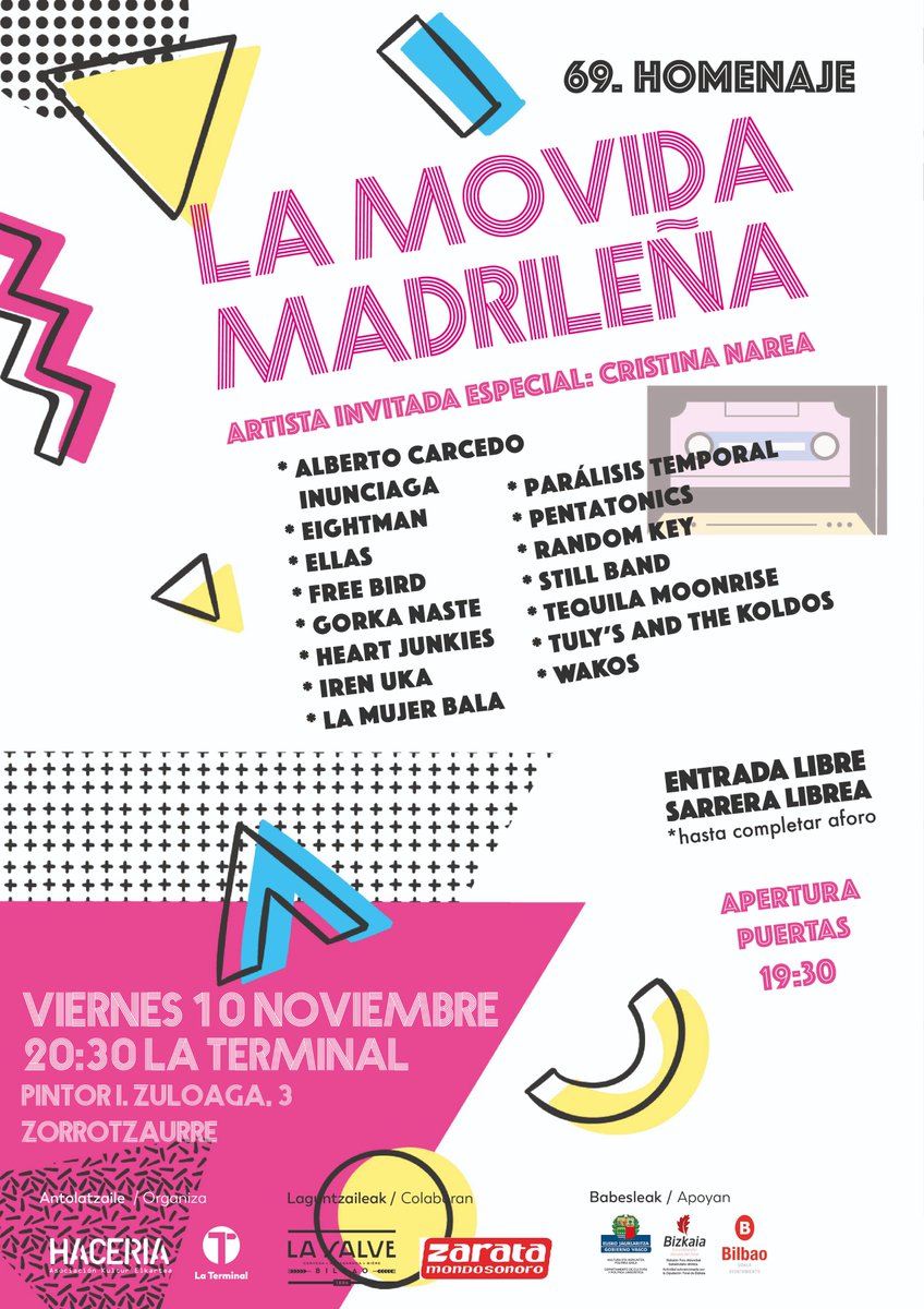 laterminal_ficc's tweet image. 📺 LA MOVIDA MADRILEÑA 📺 Este viernes en #LaTerminal 69. Homenaje con más de 15 bandas en directo. Artista invitada especial: Cristina Narea