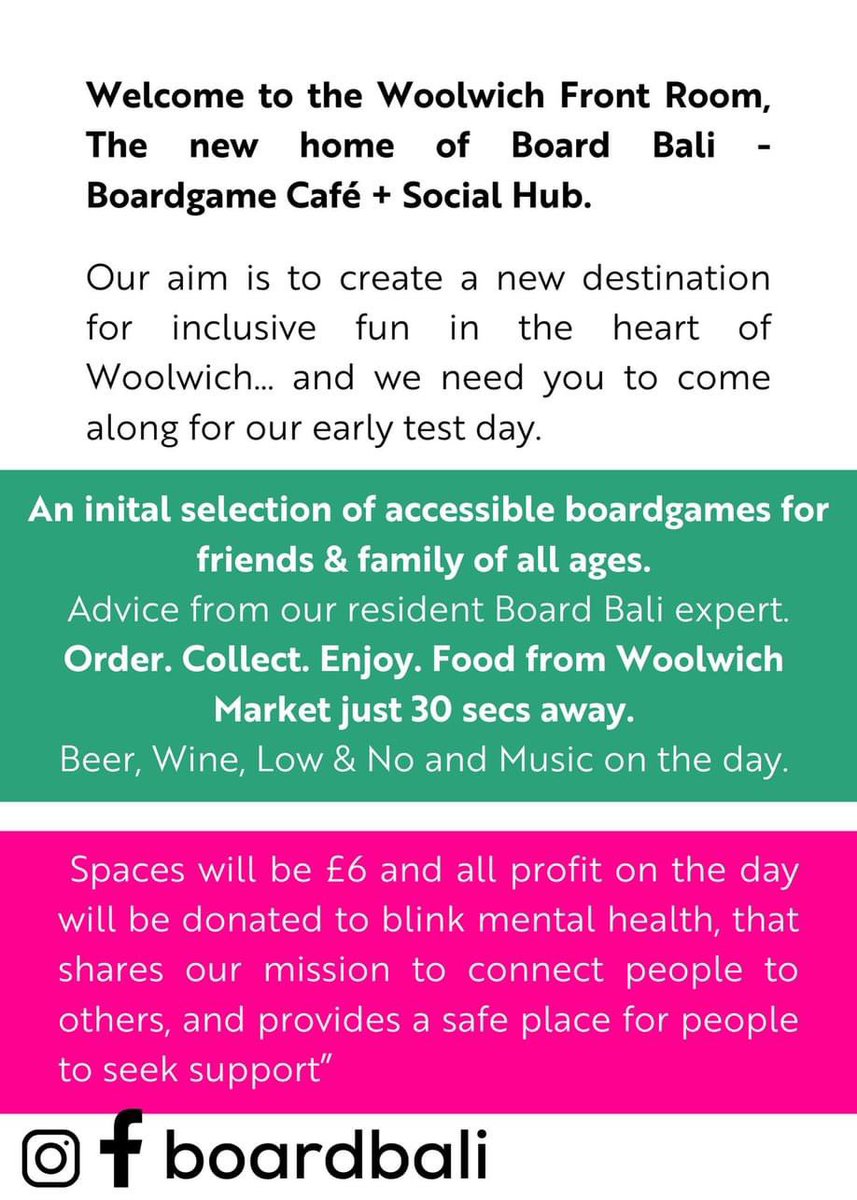 My Woolwich (@mywoolwich) on Twitter photo Sun Nov 12 @WoolwichFrontRm, board games & cocktail night hosted by #BoardBali + <a href="/duckduckpork/">Duck Duck Pork</a>
All profits from this trial night will go to charity. It's early days but with your help they want to create a destination for friends & family to relax, connect & socialise
#Woolwich Sun Nov 12 @WoolwichFrontRm, board games & cocktail night hosted by #BoardBali + <a href="/duckduckpork/">Duck Duck Pork</a>
All profits from this trial night will go to charity. It's early days but with your help they want to create a destination for friends & family to relax, connect & socialise
#Woolwich