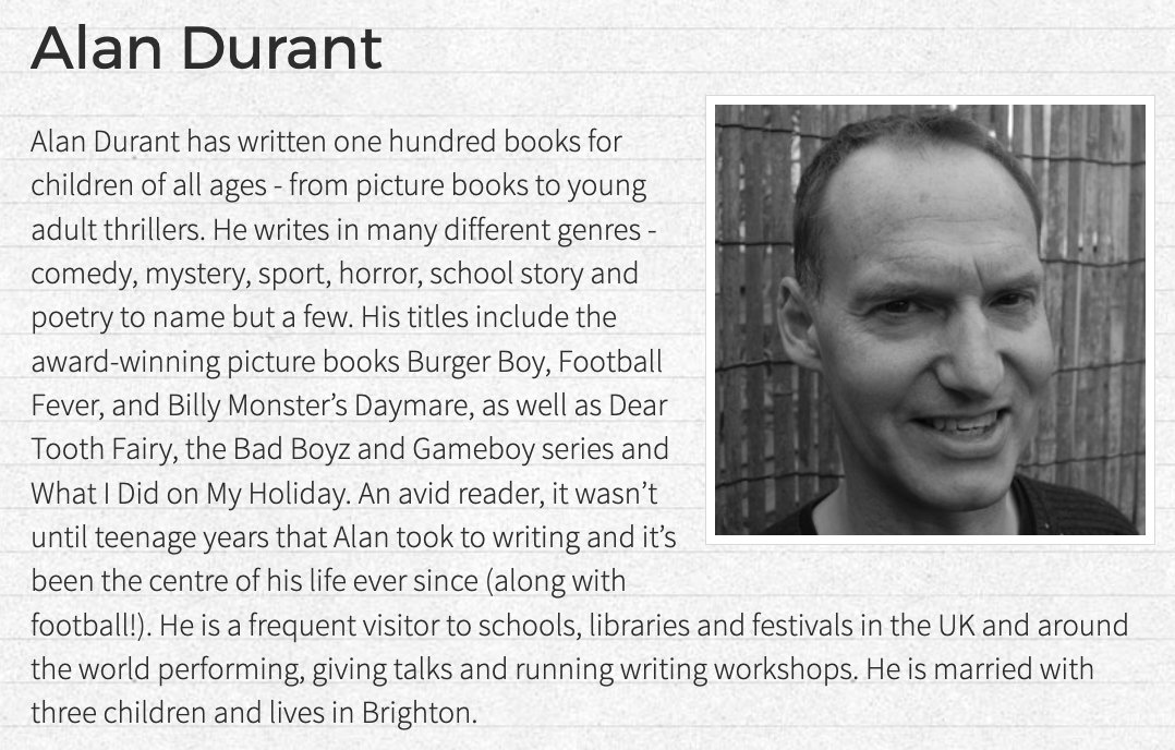 @authoradam @TamsinCooke1 👤 @alan_durant is currently cocreating 'Hunting Game' (L3) at #FictionExpress. Learn more about this awarded author, who has written over one hundred books 👇