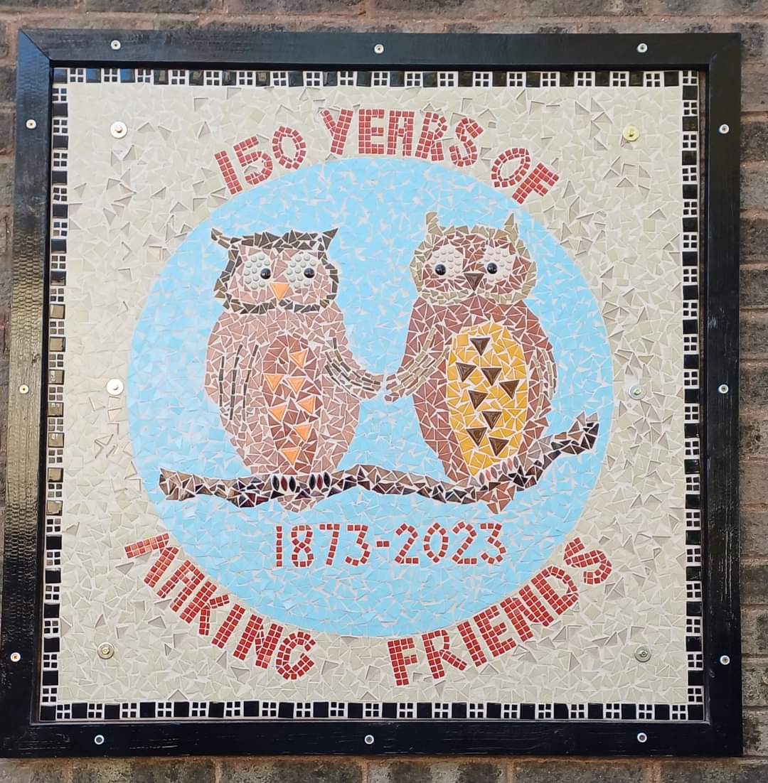 So fantastic to see Norton St Nicholas Church of England Primary School mosaic has been put up at the entrance to the school 💜 I absolutely loved this project. The sweetest little owl design created by one of their year 2 pupils ☺️ 
#schoolmosaic #letchworthgardencity #herts