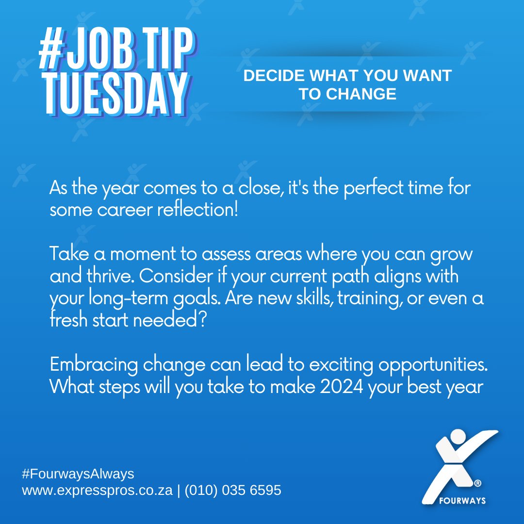#CareerGrowth #NewBeginnings #GoalSetting2024 #JobSearchTips  #jobhunt #employment #staffingagency #ExpressProsFourways #FourwaysAlways #StaffingExperts #PuttingAMillionPeopleToWork