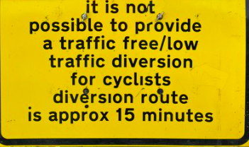 BespokeEB's tweet photo. Through an FoI request @EastSussexCC confirmed they intend, this financial year, to proceed with their 4 cycle schemes in #Eastbourne. Perhaps using new signage like this https://t.co/6vVy7wA3dW