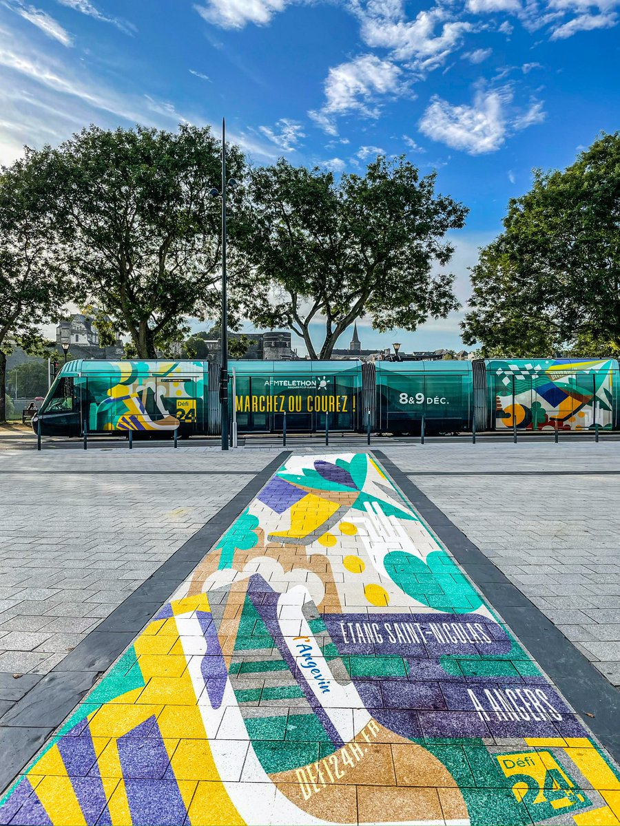 Comme le tramway, avançons sur les rails de l'espoir : venez au <a href="/Defi_24H/">Défi 24H Téléthon</a> courir ou en marcher pour la bonne cause ! 💪 🏃‍♀️🚶‍♂️#Angers #Defi24hTelethon #telethonangers #photomontage