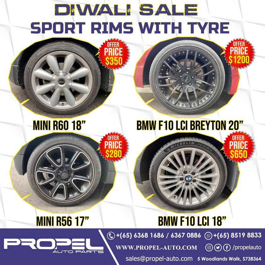 propelauto's tweet photo. Diwali Sale at PropelAutoParts🎆💥
Sport rims with Tyre on Sale at Discounted Prices😎
Shop now & Upgrade your wheels in Festive Season🤗🚘👇
#Sportrims #Set4wheels #4pcs #MiniCooper #F10 #Breyton #Stockrims #20inch #18inch #17inch #Pitstop #TyreShop #Diwalioffer #PropelAuto https://t.co/RajDVyIve6