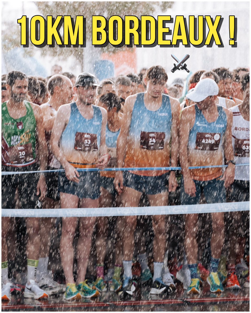 RUN_IX's tweet photo. ☔️ C’est la photo du jour captée par Sarah Lemarcis ! La ligne de départ sous l’eau des « 10KM des Quais de Bordeaux » ce dimanche matin 😅 Parcours roulant – bonne ambiance et densité de coureurs (12 coureurs sous les 30 minutes à l’arrivée) ⚔️🔥 https://t.co/q1LtJXVOpn
