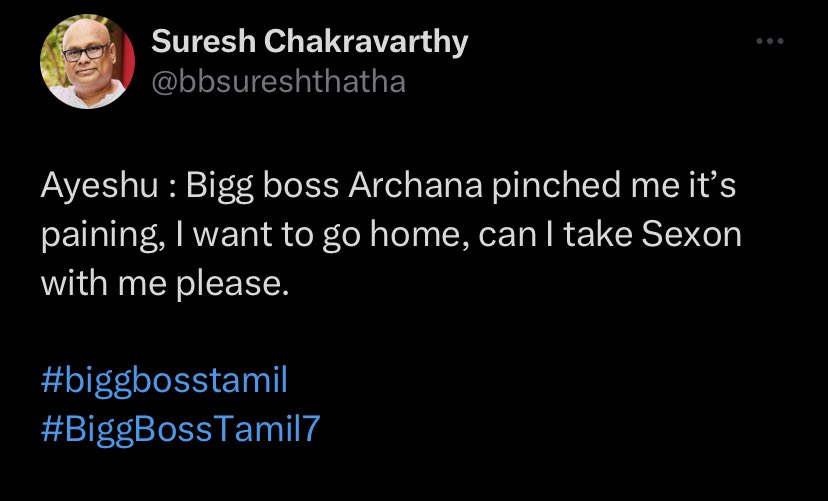 Ex #BiggBossTamil Contestant #SureshChakravarthy Recent Tweet 😂  ( Purinjavan Pista 🥸 )