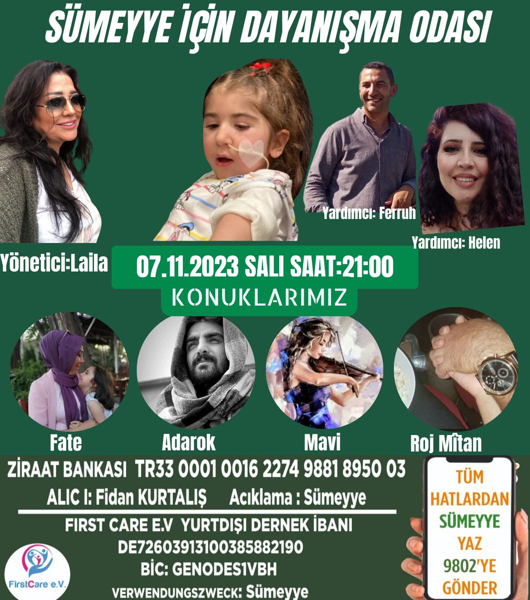 Bu akşam Sümeyye için açılacak türkü odasına siz değerli dostları bekliyoruz yönetici @LailaSolidstone yardımcı @Ferrolifer & @CalanFeda konuklar @zeryaroz& @Adarok9& @Ofelyaam & @roder__47 ve çok değerli sanat üstadımız @alifirat2121212 🎶🎹🎼🎵🙏🙏🙏