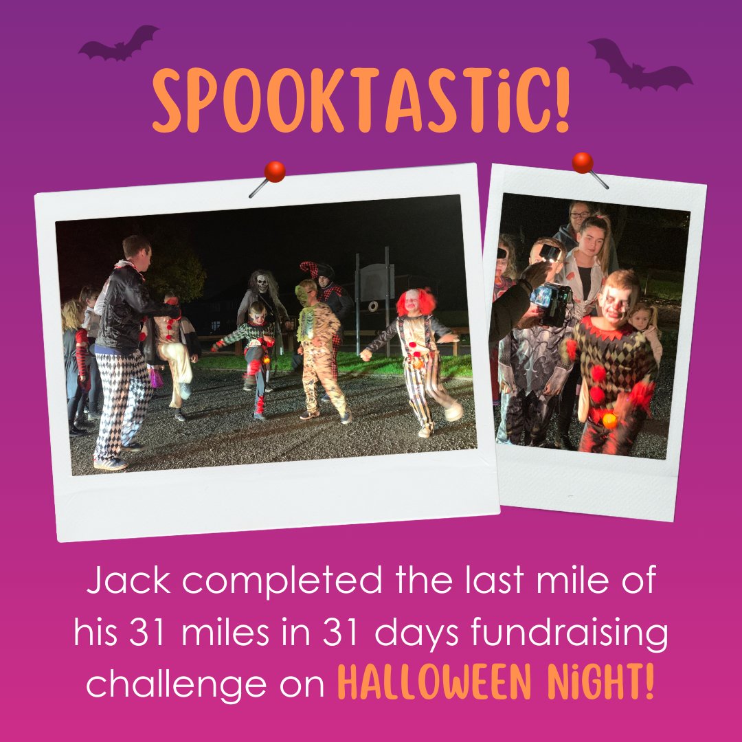 A huge thank you to Jack for completing the last mile of his 31 miles in 31 days fundraising challenge on Halloween night! 🎃 Jack has raised over £3,000 for Colostomy UK, Simply Amazing! 💜 There’s still time to donate to Jack’s fundraising page here justgiving.com/page/jackdale-…
