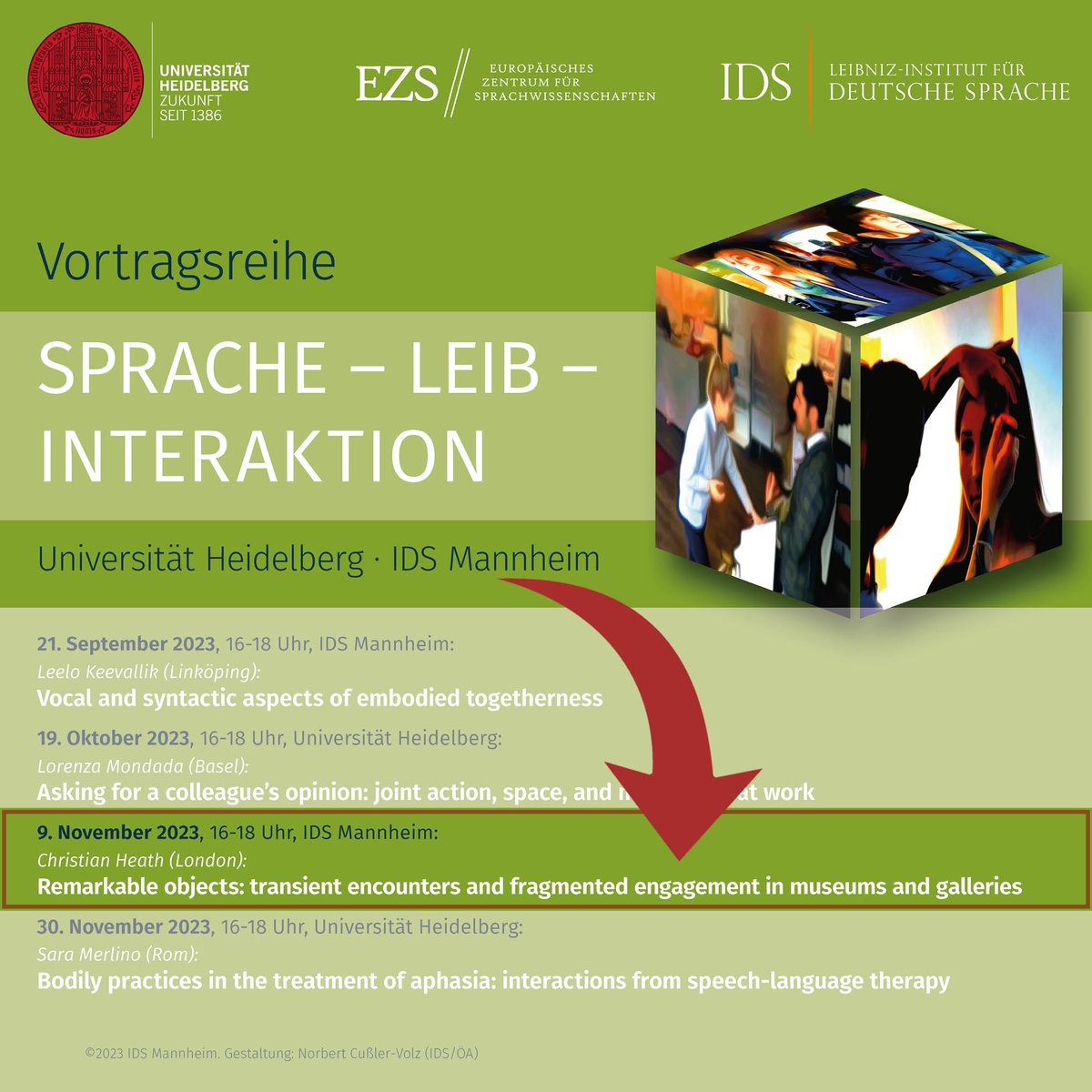 IDS_Mannheim's tweet photo. #Vortrag: Wir laden Sie am kommenden Donnerstag, 9.9., um 16 Uhr herzlich zum #EZS-Vortrag von Christian Heath über "Remarkable objects: transient encounters and fragmented engagement in museums and galleries" ins IDS ein! Die Stream-Teilnahme ist leider nicht möglich. https://t.co/mr2nwFpJQu
