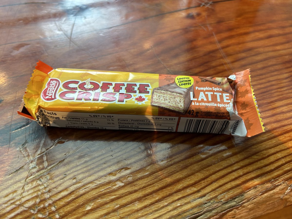 CraigTakeuchi's tweet image. There are people who think Coffee Crisp is terrible. And there are those who hate pumpkin spice. 
I&apos;m dedicating this post to both of those groups.
#CoffeeCrisp #pumpkinspice
