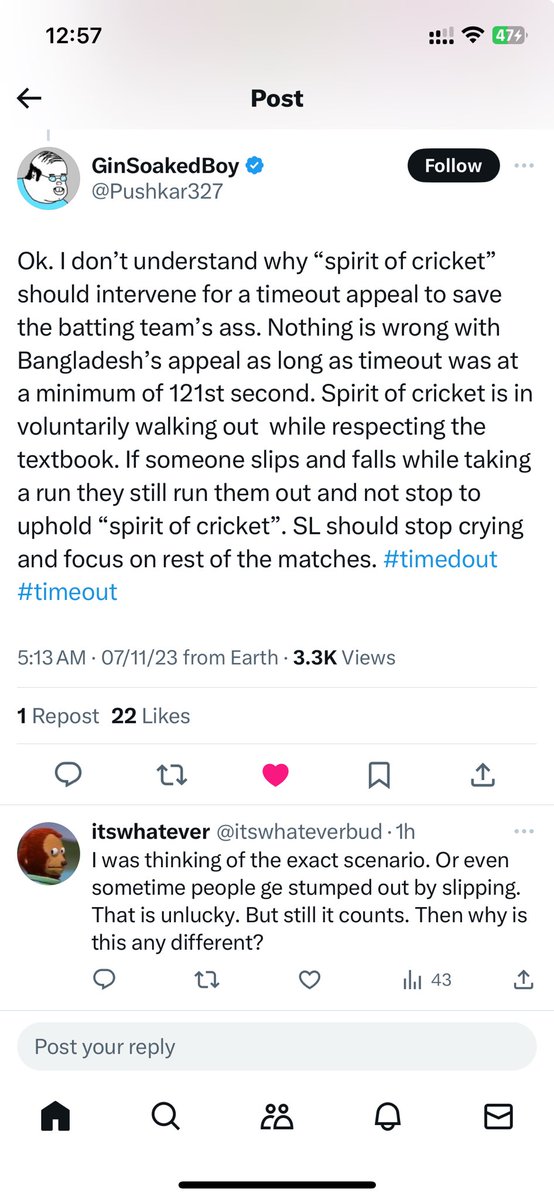 Exactly! Instead of showing indignation via #X or other SM platforms, the appalled should petition #ICC to change/scrap rules that are interpreted according to who the victim is and if the invoker of such rule has a “reputation” #timeout