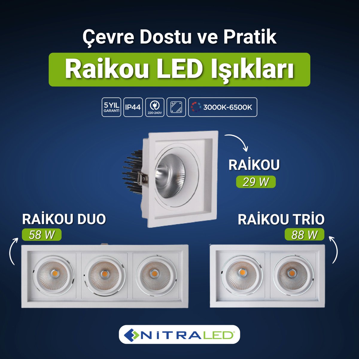 LedNitra's tweet image. IP44 koruma sınıflı ve 5 yıl garantili Elektrostatik Tozboyalı Alüminyum Enjeksiyon gövdeye sahip Raikou LED Işıkları ile iç mekan aydınlatmalarında, ofis ve mağaza aydınlatmalarında uzun süre verim elde edin ✨

Detaylı bilgi için iletişime geçebilirsiniz.

#nitraled #raikou