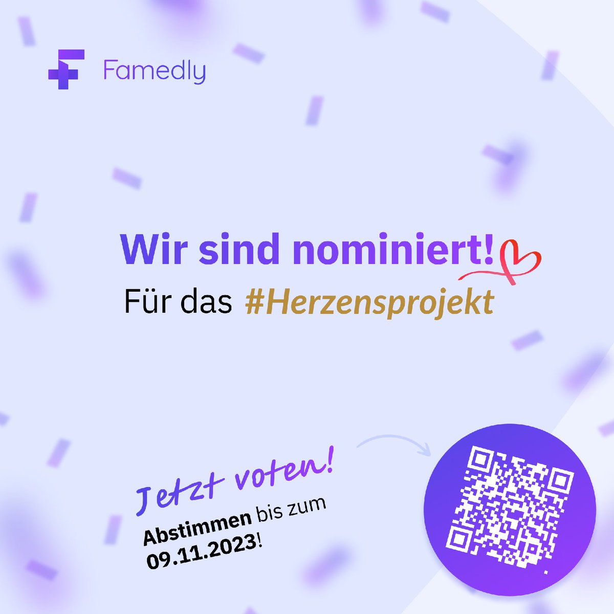 Famedly (@wearefamedly) on Twitter photo Famedly wurde für den Marie Simon Pflegepreis 2023 <a href="/Pflegekonferenz/">#Dialog.Vision.Pflege</a> unter #Herzensprojekt nominiert. Es sind Ansätze für die Zukunft der Pflege und digitale Lösungen gefragt. 👉 Jetzt abstimmen: hubs.li/Q027_G9c0
#MarieSimonPflegepreis #BerlinerPflegekonferenz #Pflege Famedly wurde für den Marie Simon Pflegepreis 2023 <a href="/Pflegekonferenz/">#Dialog.Vision.Pflege</a> unter #Herzensprojekt nominiert. Es sind Ansätze für die Zukunft der Pflege und digitale Lösungen gefragt. 👉 Jetzt abstimmen: hubs.li/Q027_G9c0
#MarieSimonPflegepreis #BerlinerPflegekonferenz #Pflege