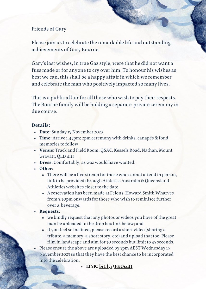 For those who knew Gary Bourne and wish to pay their respects, please see below.