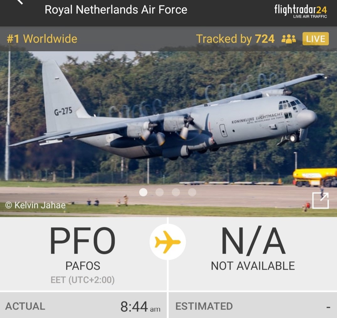 LebanonJets's tweet photo. Military: again Royal Netherlands Air Force Koninklijke Luchtmacht C130 #G275 hex #480C04 #1 most tracked flight on @flightradar24 arriving into #Hamat #WujuhElHajar AirBase near #Batroun in North #Lebanon from #Paphos same trip on Nov2 https://t.co/tLXEEV0OYt