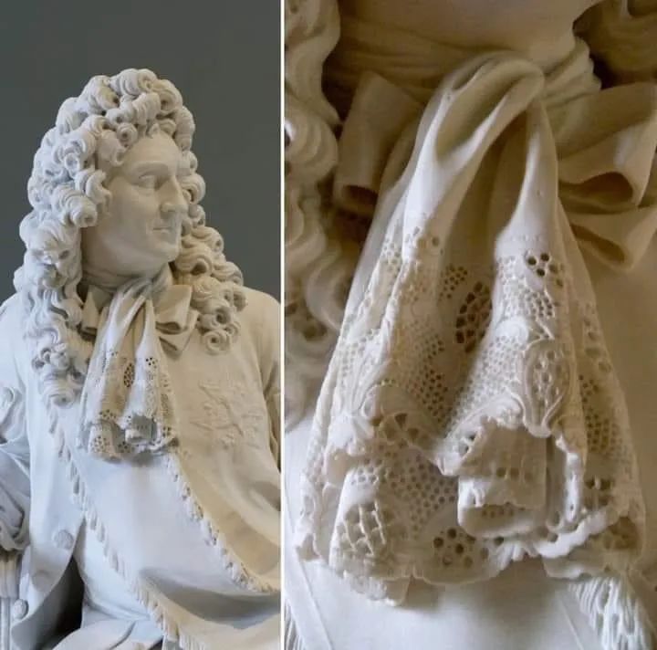 The lace handkerchief in Louis-Philippe Mouchy's sculpture of a French nobleman from 1781 may indeed seem impossible to create in stone, yet all you need to do is chip away the bits of stone that DON’T look like a handkerchief. Easy really.