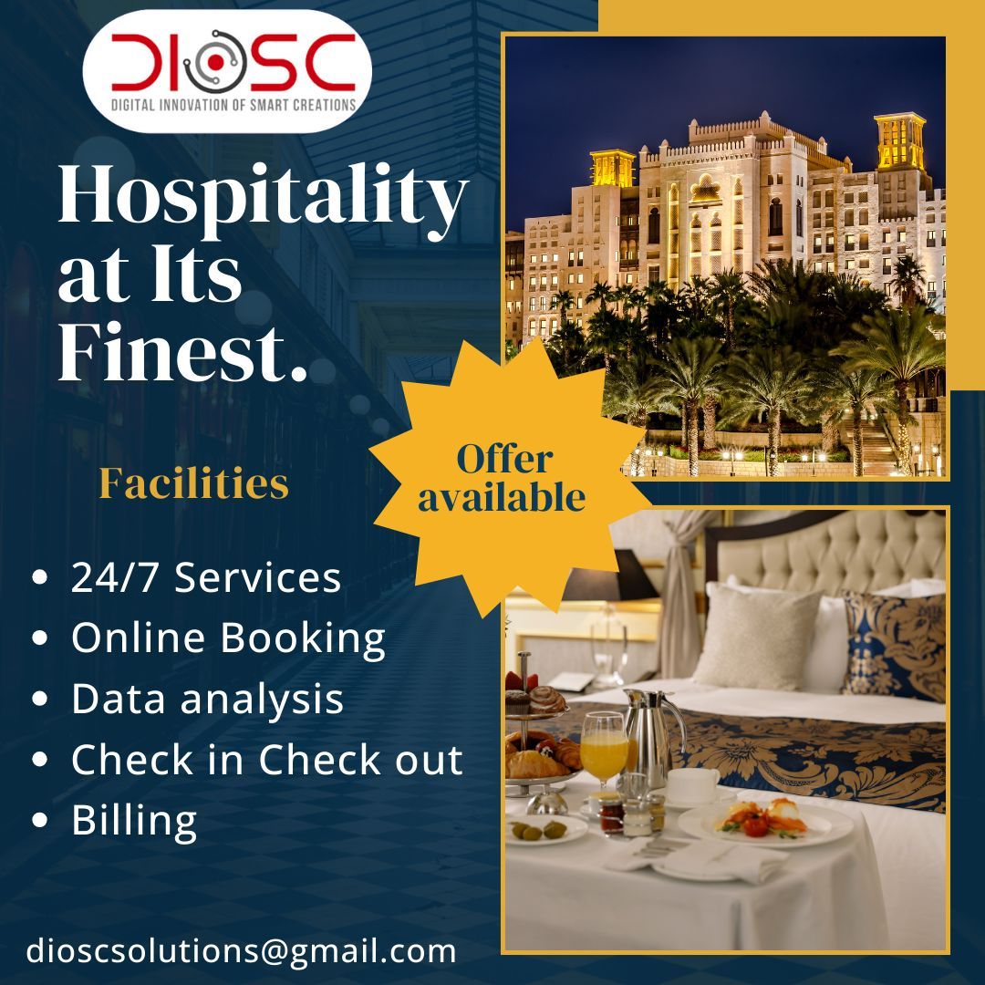 Dioscsolutions's tweet image. In our Hotel management system. We provide various services along with special offers. Do join with us as soon as possible . For more information contact with us. pH no :- 91-9101179853
#Hotelmanagement
#Dioscsolutions