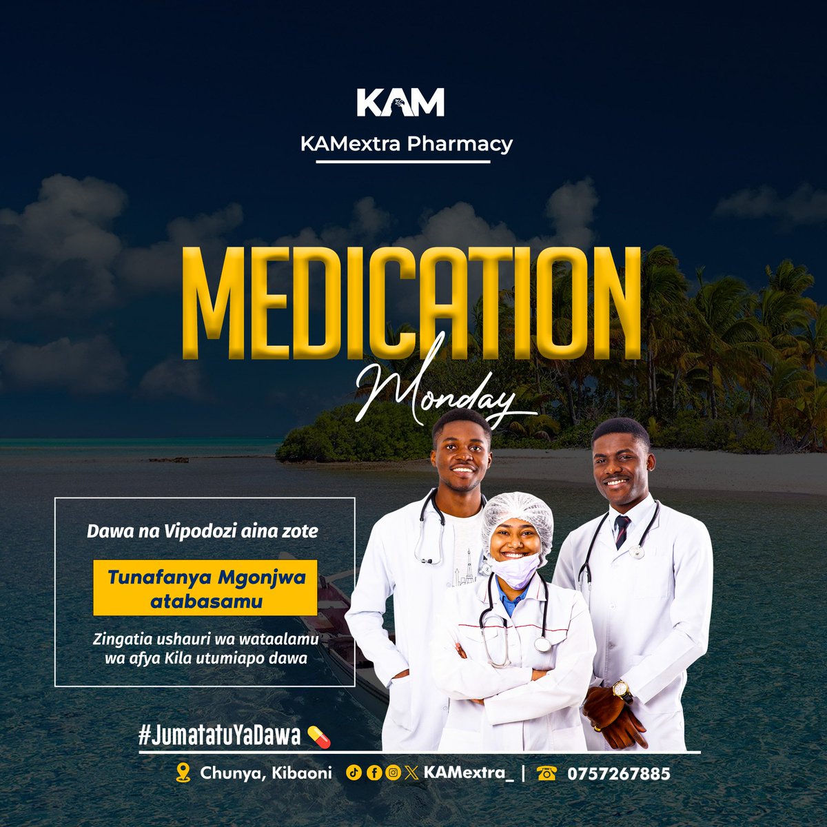 Jumatatu nyingine ya kukukumbusha matumizi sahihi na yanayofaa ya dawa, tunza afya yako kwa makini sana ili usije kuilipia kwa gharama kubwa baadae

#MedicationMonday #KAMextraPharmacy