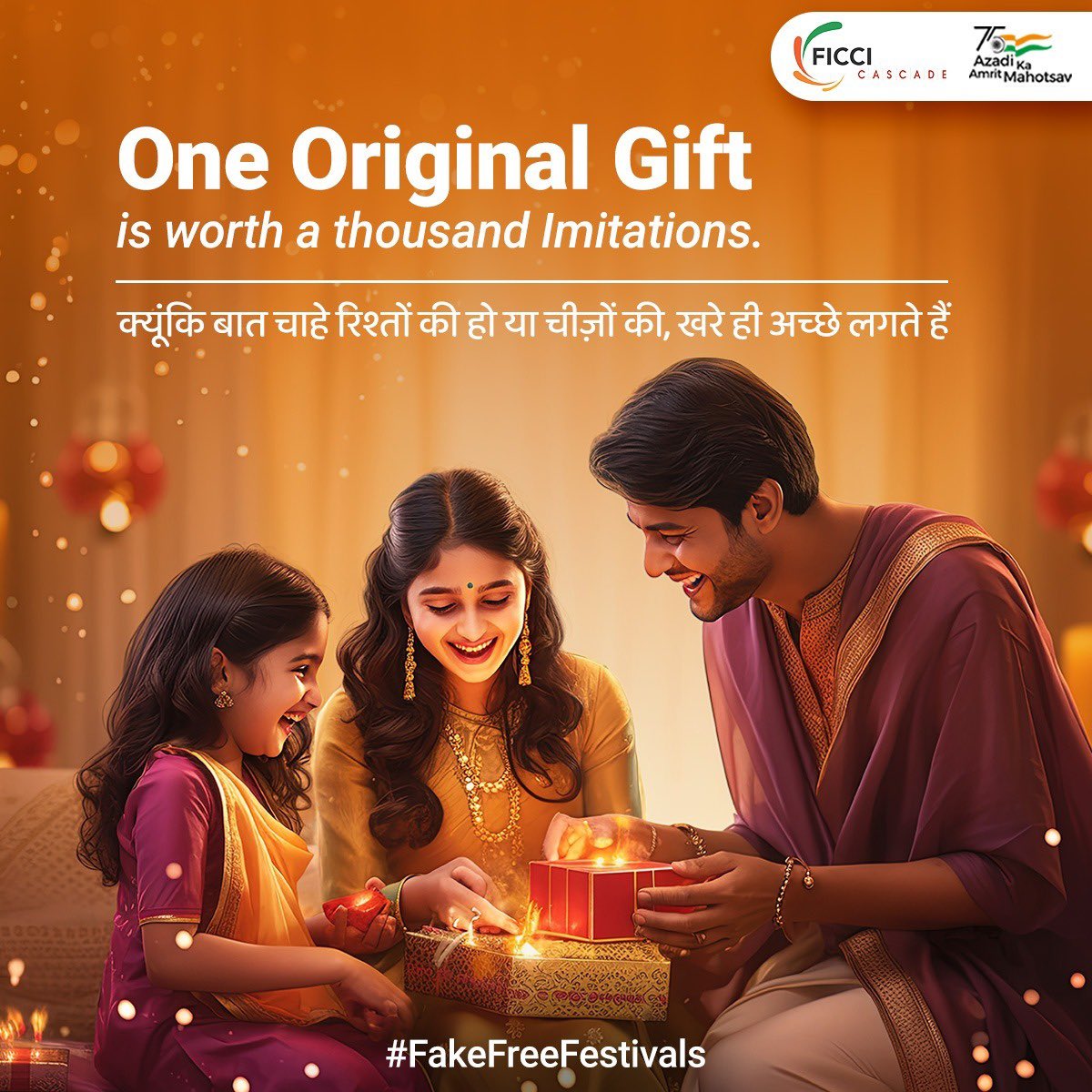 Let your gifts reflect the true spirit of Diwali. Choose authenticity over imitation, and celebrate the joy of giving with genuine love and thoughtfulness.

This Diwali, Say No to Counterfeits. Buy Original, Gift Original.

#FakeFreeFestivals 🪔✨ 
#GiftOriginal