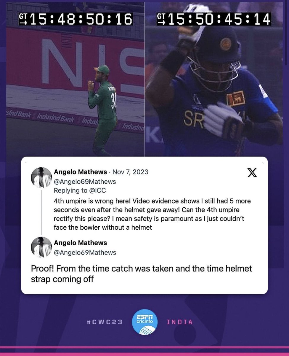 HassanAimal's tweet photo. @Angelo69Mathews Sorry Angelo 4th umpires are only working for Drs manipulating and giving benefits to team India 🇮🇳 https://t.co/Usp3ys8NGU
