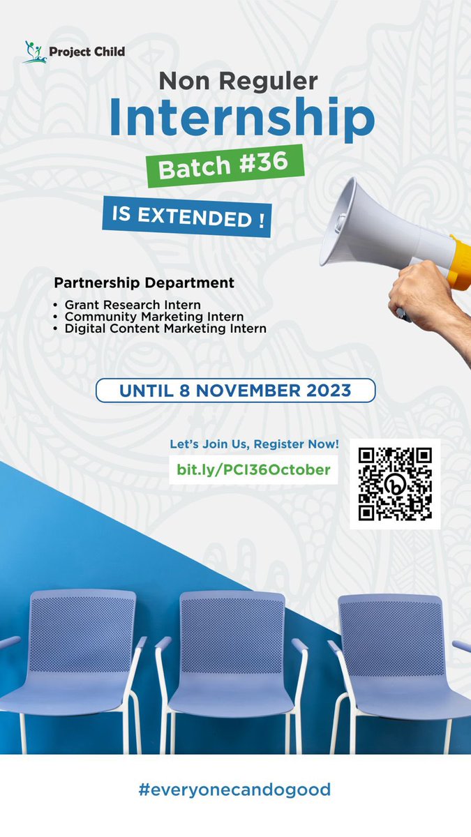 projectchildina's tweet photo. Halo kakak-kakak! 

Udah pada daftar program internship di PCI belum kak??🤔🤔

Untuk yang belum, kita perpanjang nih masa recruitmentnya sampai tanggal 8 November 2023. Jadi yang belum pada daftar buruan daftar ya, minci tunggu! https://t.co/S43lYW1oWZ