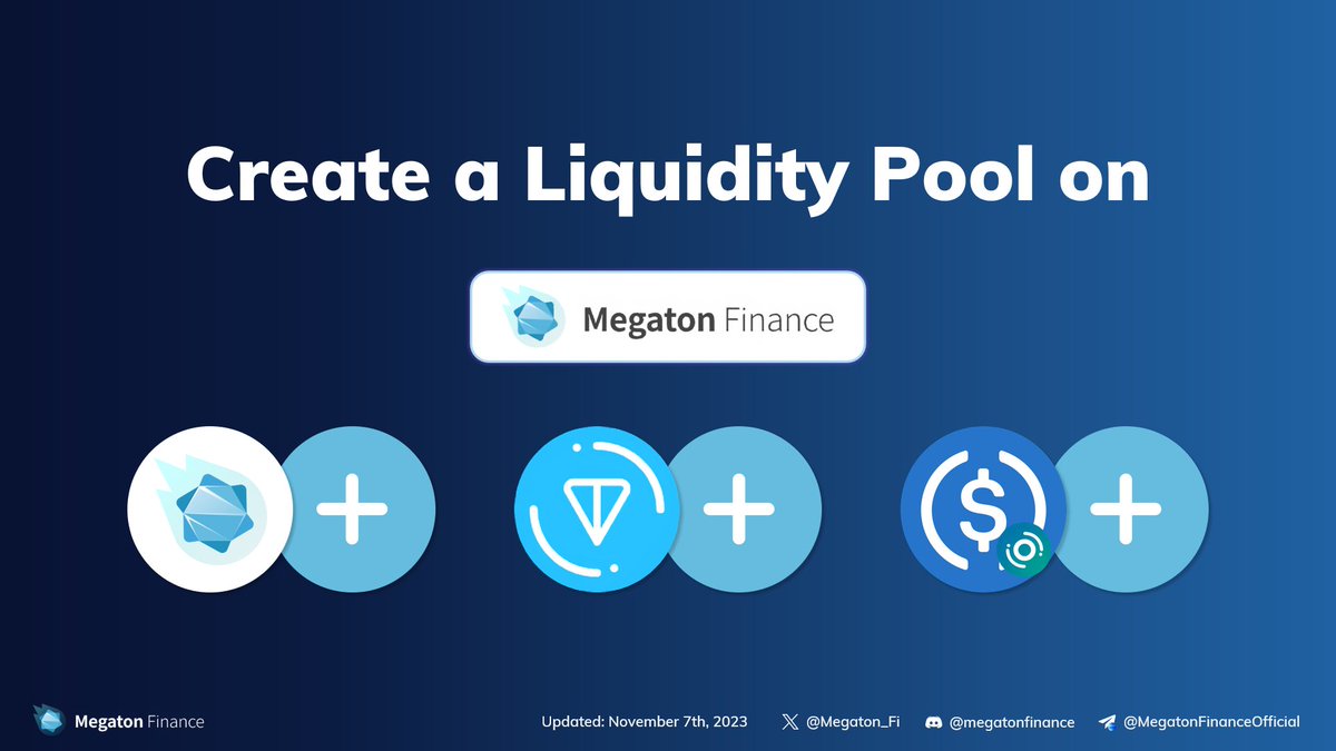 📢Megaton Finance Update News Now, you can create a liquidity pool in Megaton Finance🎉 ✅3 Steps 1⃣Click the 'I want to create a pool' button on the Deposit page. 2⃣Read the Policy and Guide carefully 3⃣Fill out the form. Earn $MEGA with your own pool🔥 #DEX #TON
