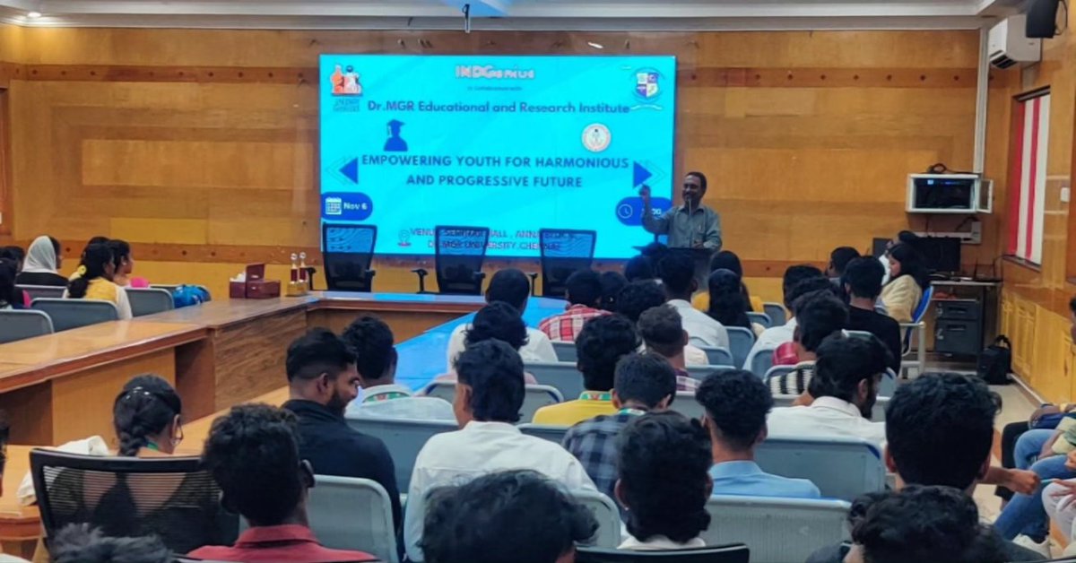 INDGeniusOrg's tweet photo. INDGenius North Tamil Nadu organized an seminar on 'Empowering Youth for a Harmonious and Progressive Future' at Dr. MGR University chennai on November 6th. The event fostered insightful discussions on fostering harmony and shaping a progressive tomorrow.
#INDGenius #India https://t.co/d8Exrj7Nux