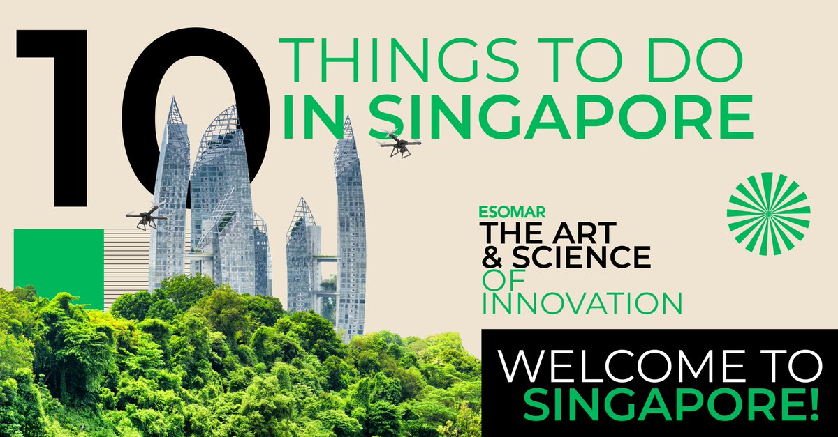 Welcome to Singapore! 🇸🇬 The Art &amp; Science of Innovation is around the corner, and the excitement is building!🚀While in Singapore, explore the vibrant city with our '10 Things to Do in Singapore' blog. 🌆 Discover more here 👉 tinyurl.com/yckwrf62 #ESOMAR #ESOMARInnovation23