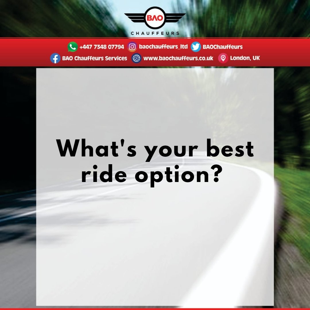 Bao_chauffeurs's tweet photo. Group rides or solo ride?

How do you like your rides?

Do you like to share or like to go alone?

Let us know in the comments section

#baochauffeursltd #chauffeurservices #privateouting #chauffeurservicesuk #corporateevents #corporateeventsuk #drivemycar #chauffeurservice https://t.co/2ZIBm9sKmm