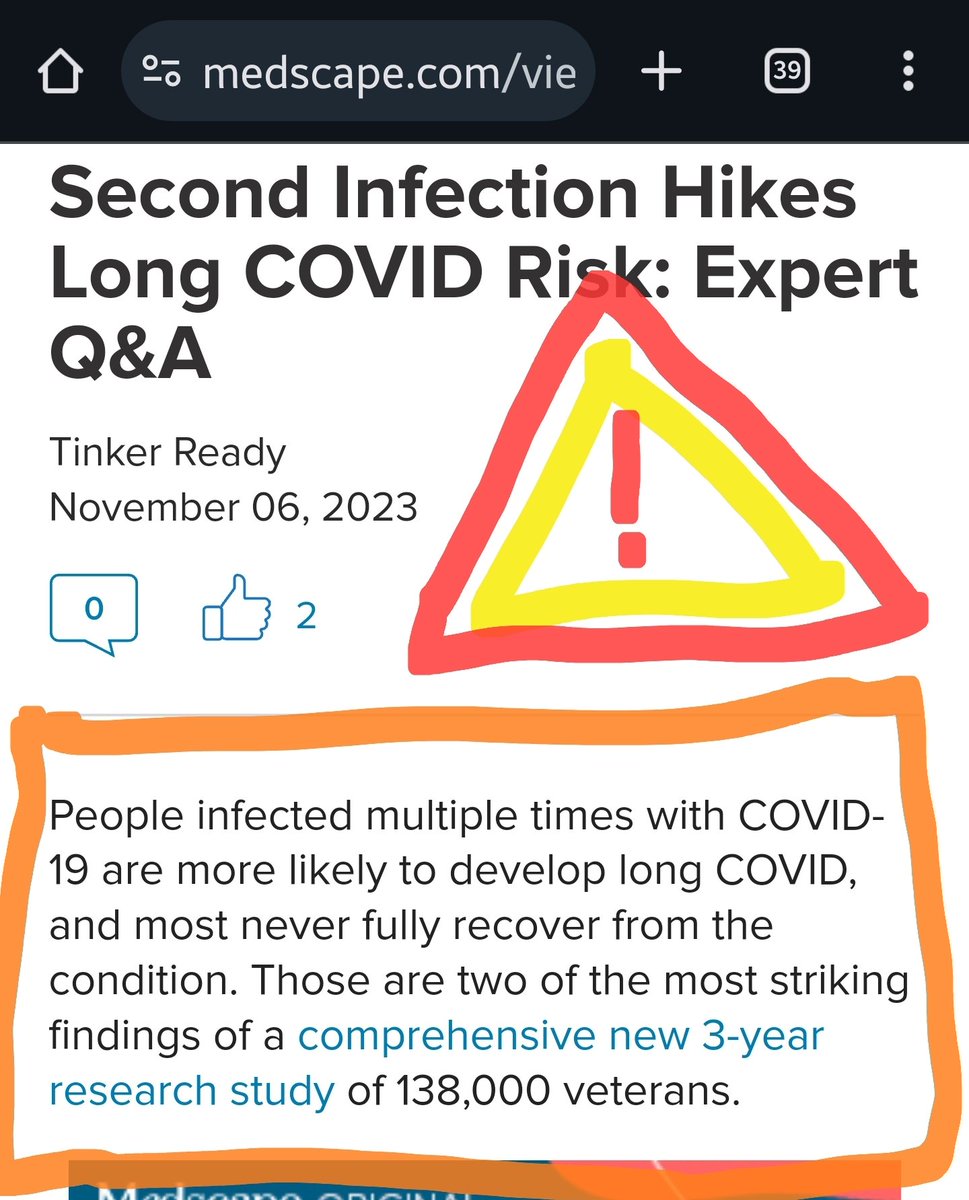 🚨🚨
"People infected multiple times with COVID-19 are more likely to develop long COVID, and most never fully recover from the condition. Those are two of the most striking findings of a comprehensive new 3-year research study of 138,000 veterans."

🚨🚨ACTUALLY READ THIS👇👇