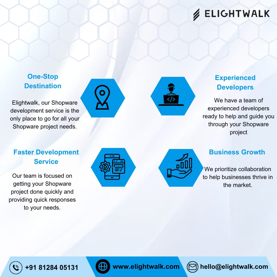 elightwalk's tweet image. #Elightwalk is your top choice for #Shopwaredevelopment because we offer a one-stop destination with experienced developers who can drive business growth through efficient, high-quality, and faster development services tailored to your needs.