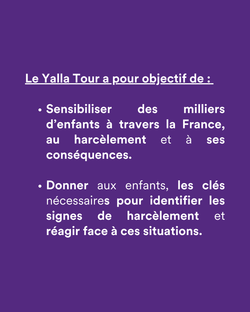 Asmae_ONG's tweet photo. 📣​ 3, 2, 1, YALLA ! 🎉
​
Aujourd’hui débute le Yalla tour : l’équipe du projet “Yalla ! pour les droits de l’enfant” va en ce mois de novembre réaliser un Tour de France des écoles pour prévenir et lutter contre le #harcèlementscolaire.

#education #yallatour #asmae https://t.co/De02EimYeJ