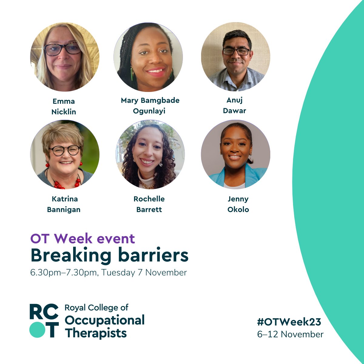 ⏰ It's not too late to sign up for the #OTWeek23 Breaking Barriers event this evening (Tuesday 7 November) by midday: loom.ly/8ZMhYdU Hear from our panel of OTs about how they've overcome barriers to discussing occupations, in the context of occupational therapy.