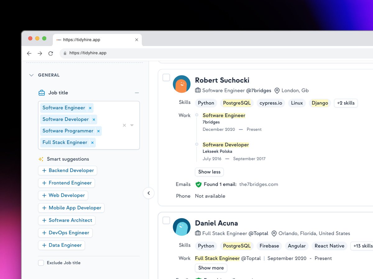 Candidate search is one of the core features of <a href="/tidyhireapp/">tidyhire</a> .

We aim to improve the search experience for recruiters.

That's why we've added the Search Highlighter, which highlights the text in a candidate's profile that matches the recruiter's search terms.