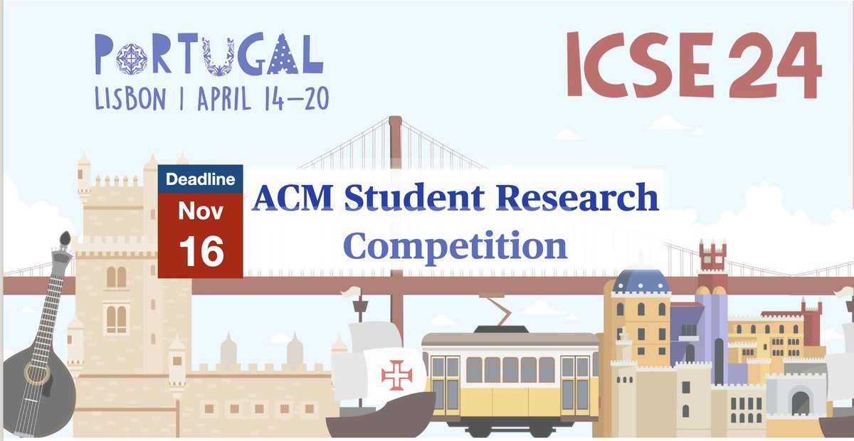 Attention all students! The deadline for the ACM Student Research Competition is November 16th. It's an excellent opportunity to practice your presentation skills (and maybe win some prizes)! conf.researchr.org/track/icse-202…