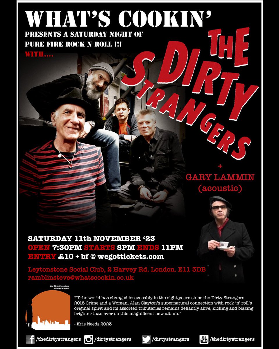 PURE FIRE ROCK N ROLL - THIS SATURDAY 🔥😎
.
#theDirtyStrangers joined by the lil rooster himself #GaryLammin @thebermondseyjoyriders for a night of pure fire rock n roll !!!
.
wegottickets.com/event/589529
.
#RockNRoll #Punk #Rock #Soul #RNB #Blues #Country #Music #LiveMusic #Gigs